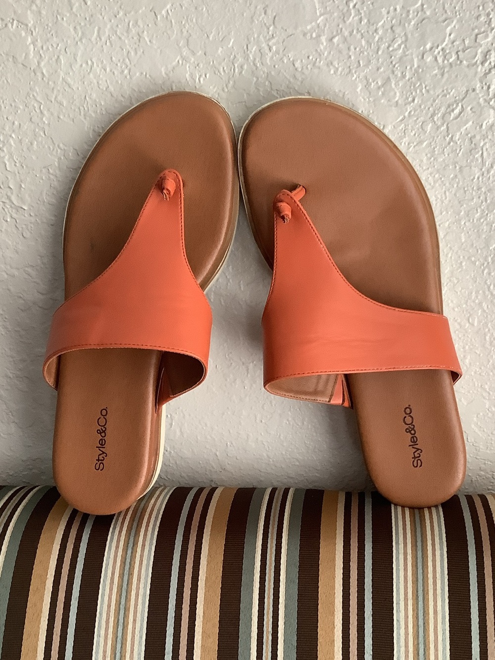 Style & Co. Orange Toe-Loop Slide Sandals